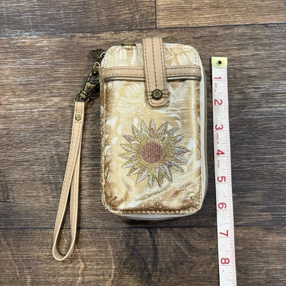 Sakroots Smartphone Wristlet Wallet Sunflower Print Zip Around Card Holder - Picture 7 of 9